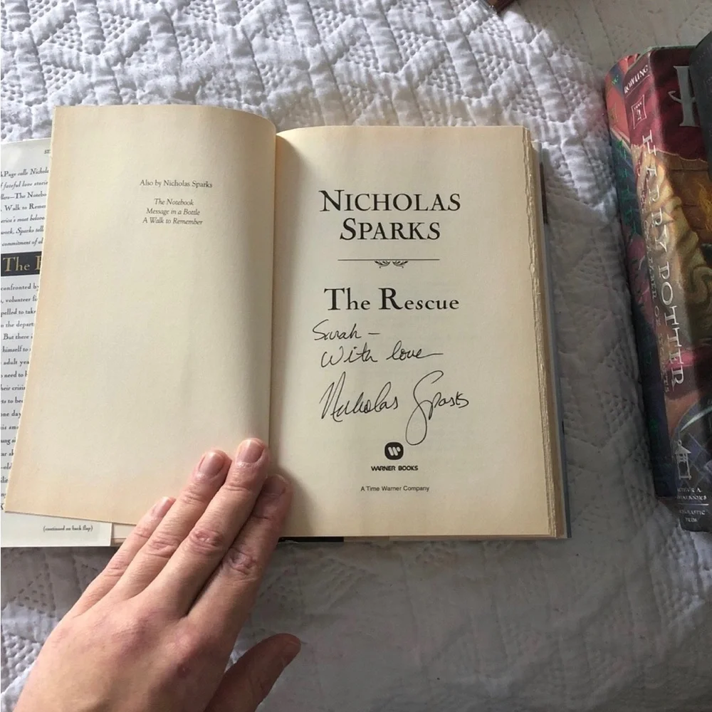 The Rescue Hardcover Book by Nicholas Sparks First Edition Printing Y2K SIGNED